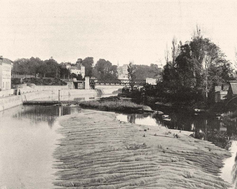 ILLE-ET-VILAINE. Redon. la Vilaine à marée basse 1902 old antique print